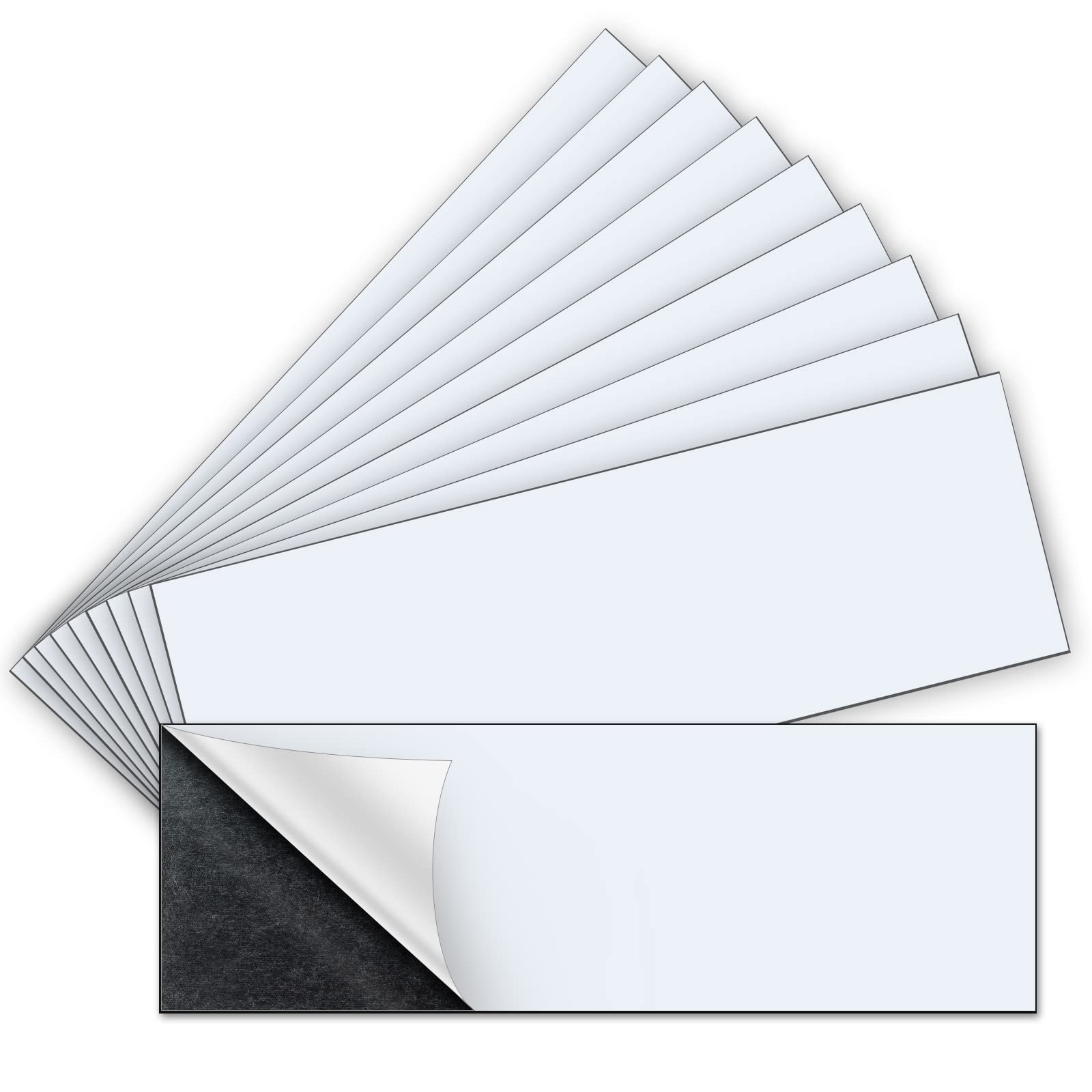 10 Pcs 12" X 4" Bumper Sticker Magnets, Flexible Magnetic Bumper Sticker Sheet With Self Adhesive, Turn Any Decal Into A Magnet