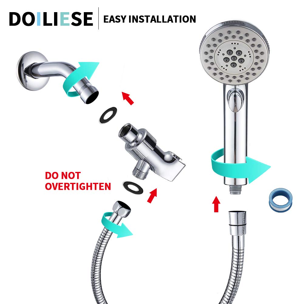 Doiliese High Pressure 6 Setting Shower Head Hand-Held With Onoff Switch And Spa Spray Mode - Hand Held Shower Head With Handhel