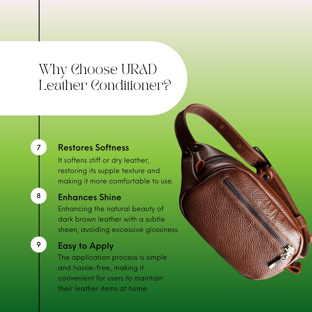 URAD Leather Conditioner, Dark Brown, 50ml - Nourishes, Protects & Revives Dark Brown Leather Shoes, Boots, Handbags & Furniture