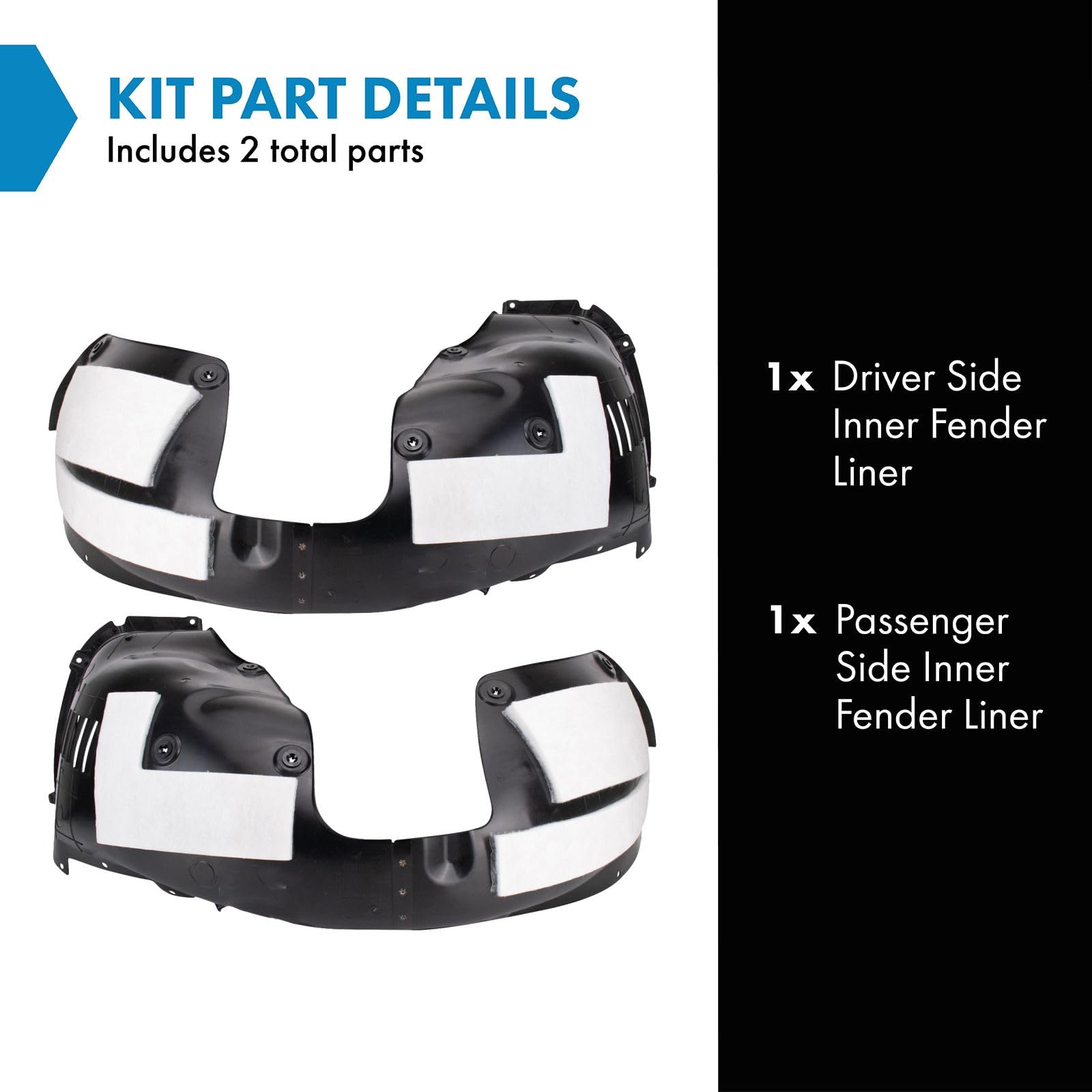 Trq Inner Fender Liner Set Compatible With 2017-2019 Kia Sportage Ki1248154 Ki1249154