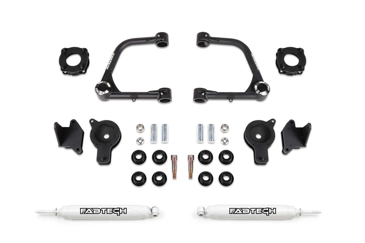 Fabtech 3 Uca Kit W/Uniballs & Fr Shk Spcrs & Rr Air Bag Spcrs & Rr Perf Shocks 2022 Tu K7089