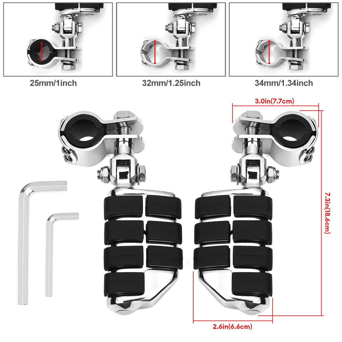 Motorcycle Foot Pegs Foot Rest Highway Footpegs Compatible with Road King Street Glide Honda Kawasaki Suzuki Yamaha 25mm 32mm 34