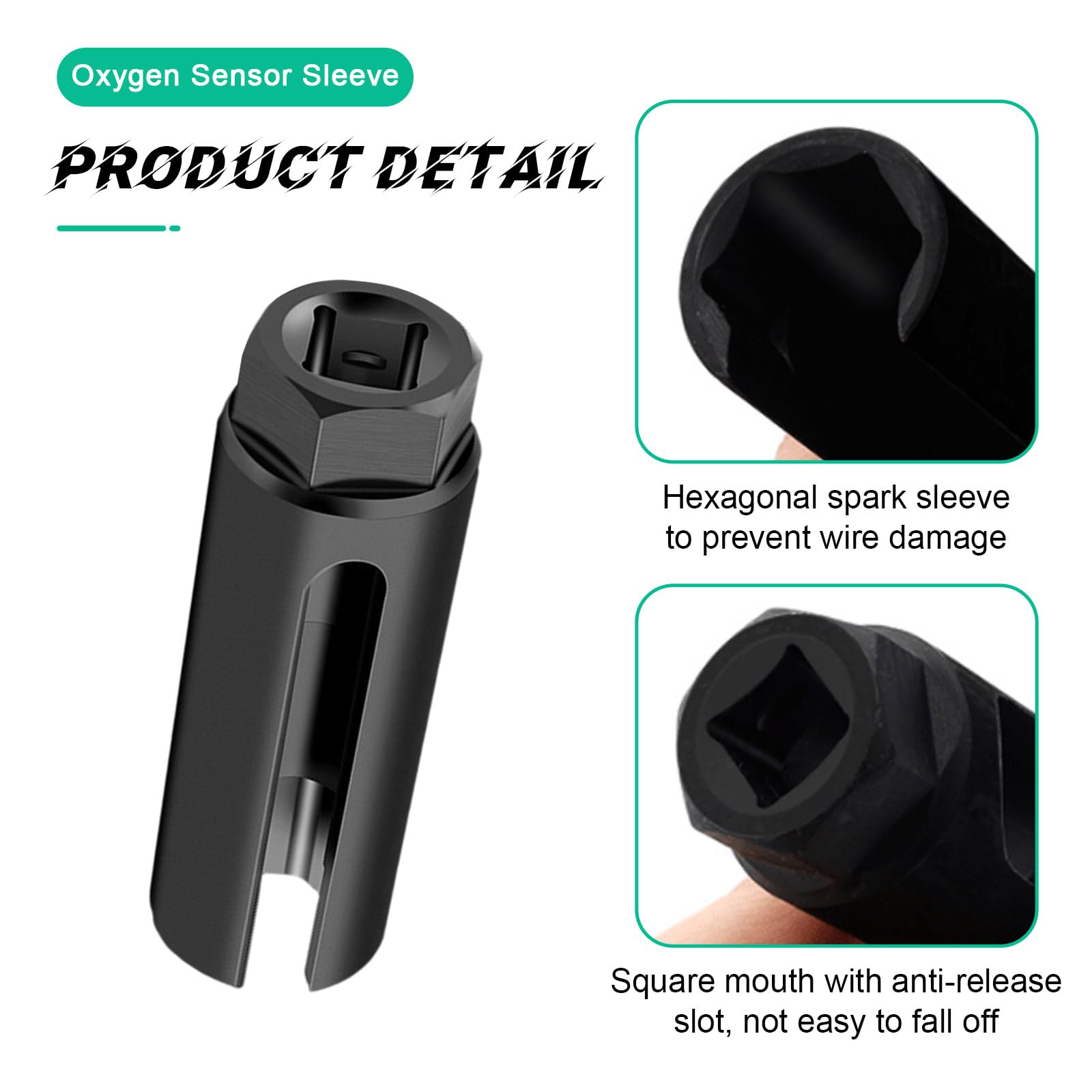 Suvnie Oxygen Sensor Socket with Side Wire Cutout, 1/2 Inch Drive by 7/8 Inch 6-Point O2 Sensor Wrench Removal Tool, Offset Car