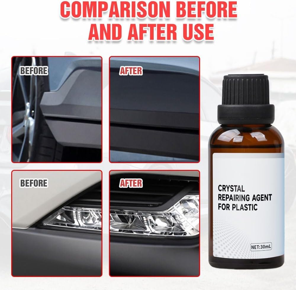 2Pcs Crystal Coating for Car Plastic Parts, Upgrade Refurbish Agent for Car Trim Restore, Easy to Use Refresher, Great Gloss Pro