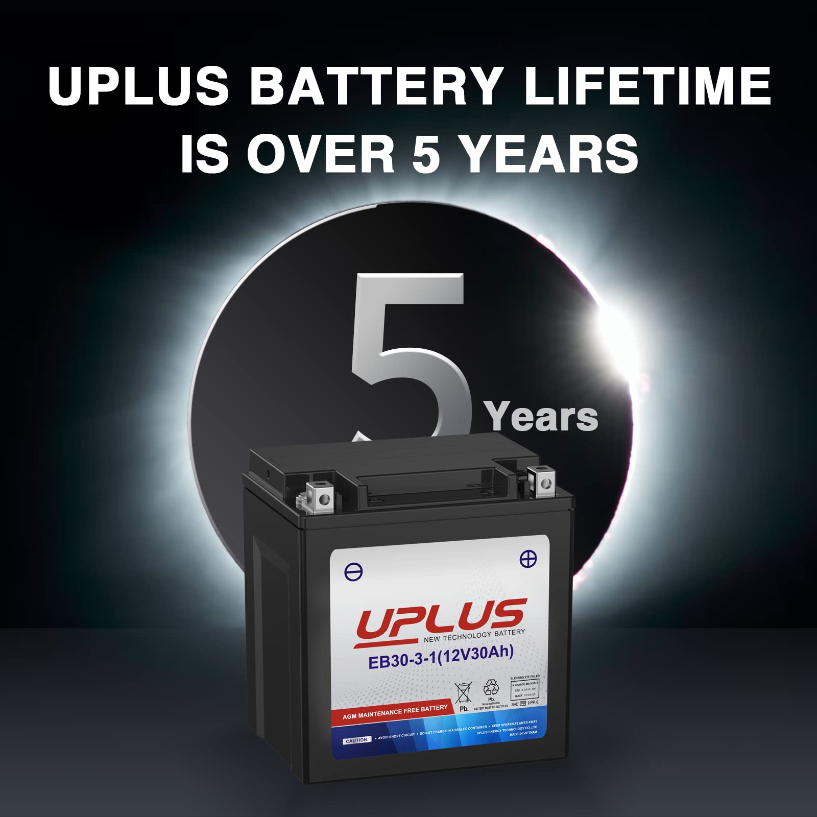 Uplus Ytx30L-Bs Motorcycle Battery, Yix30L-Bs Replacement Maintenance Free & High Performance, Eb30-3-1 Agm Batteries Etx30L Utv