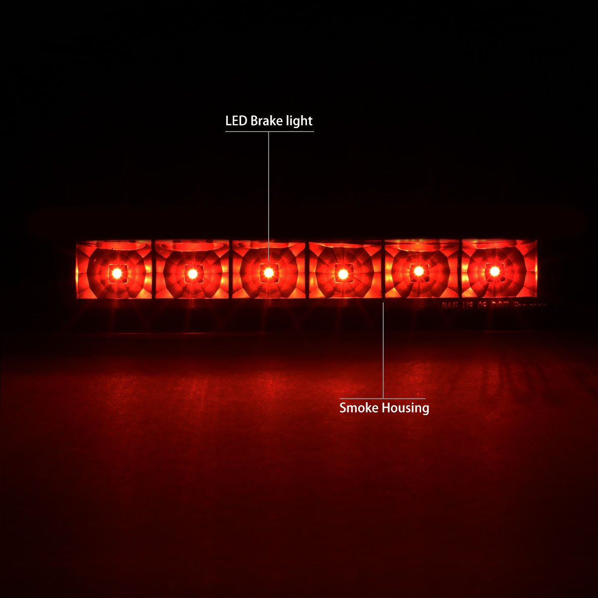 Auto Dynasty Rear High Mount Tinted Housing Red Led 3Rd Third Tail Brake Light Lamp Compatible With Chevy Express/Gmc Savana 03-