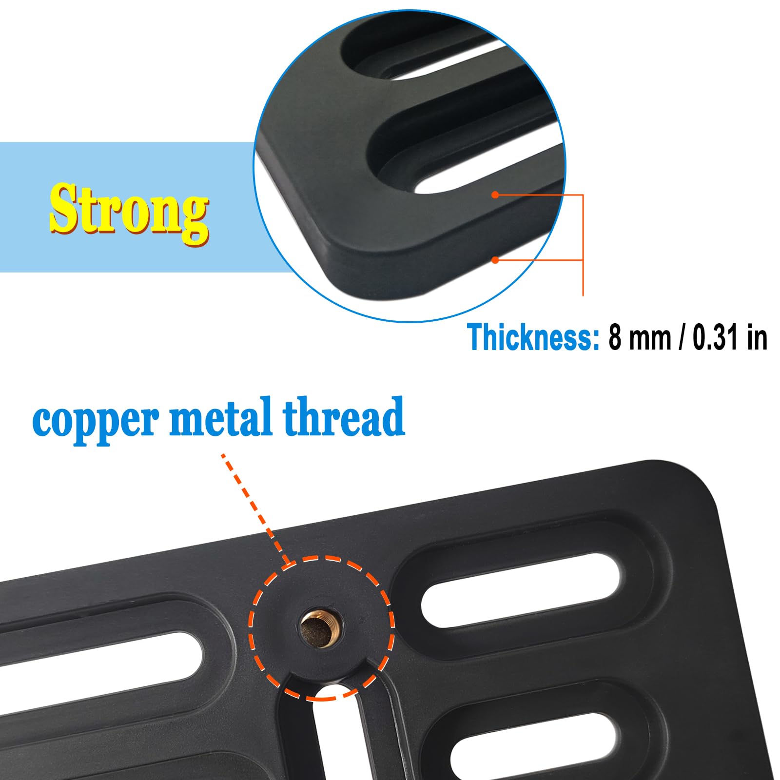 Zxfoog Front License Plate Holder Bracket- Front License Plate Mounting Kit For 2 Drill Holes Bumper, Universal Car Tag Adapter