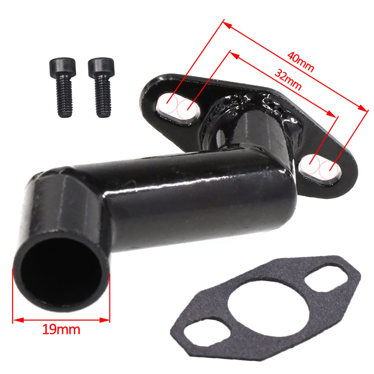 Jrl 32Mm-40Mm Black Offset Intake Manifold And Gasket For 49Cc 66Cc 80Cc Motorized Bike Motorised Bicycle (Black)