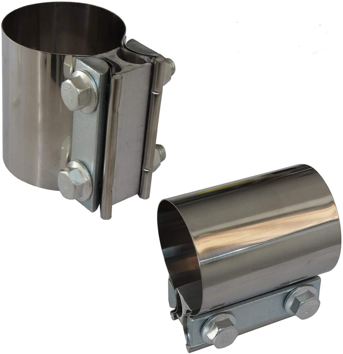 2Pcs Exhaust Clamps 2 Inch Butt Joint Exhaust Pipe Muffler Clamp Band Stainless Steel Connection For Cars