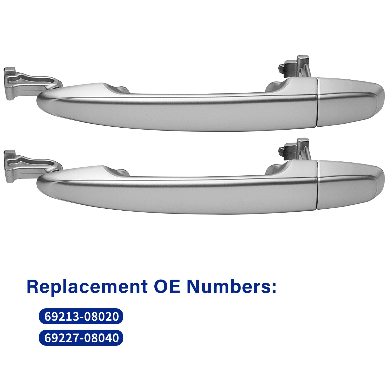 Lcyolada 2Pcs Sliding Door Handle Compatible With Toyota Sienna 2004-2010, Rear Left & Right Side 69213-08020 69227-08040,Silver