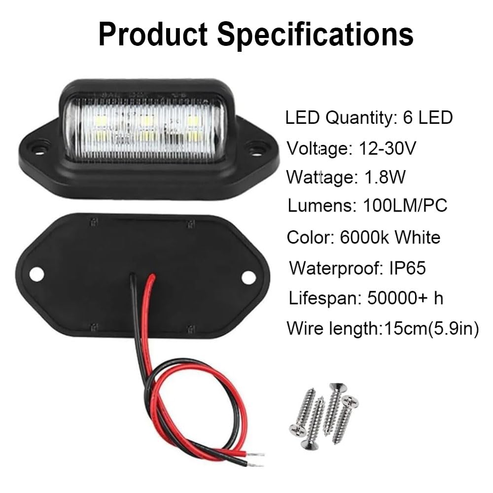 Jedew 4 Pack License Plate Light, 12V 6-Smd Led License Plate Lamp Taillight For Truck Suv Trailer Van, Step Courtesy Lights, Do