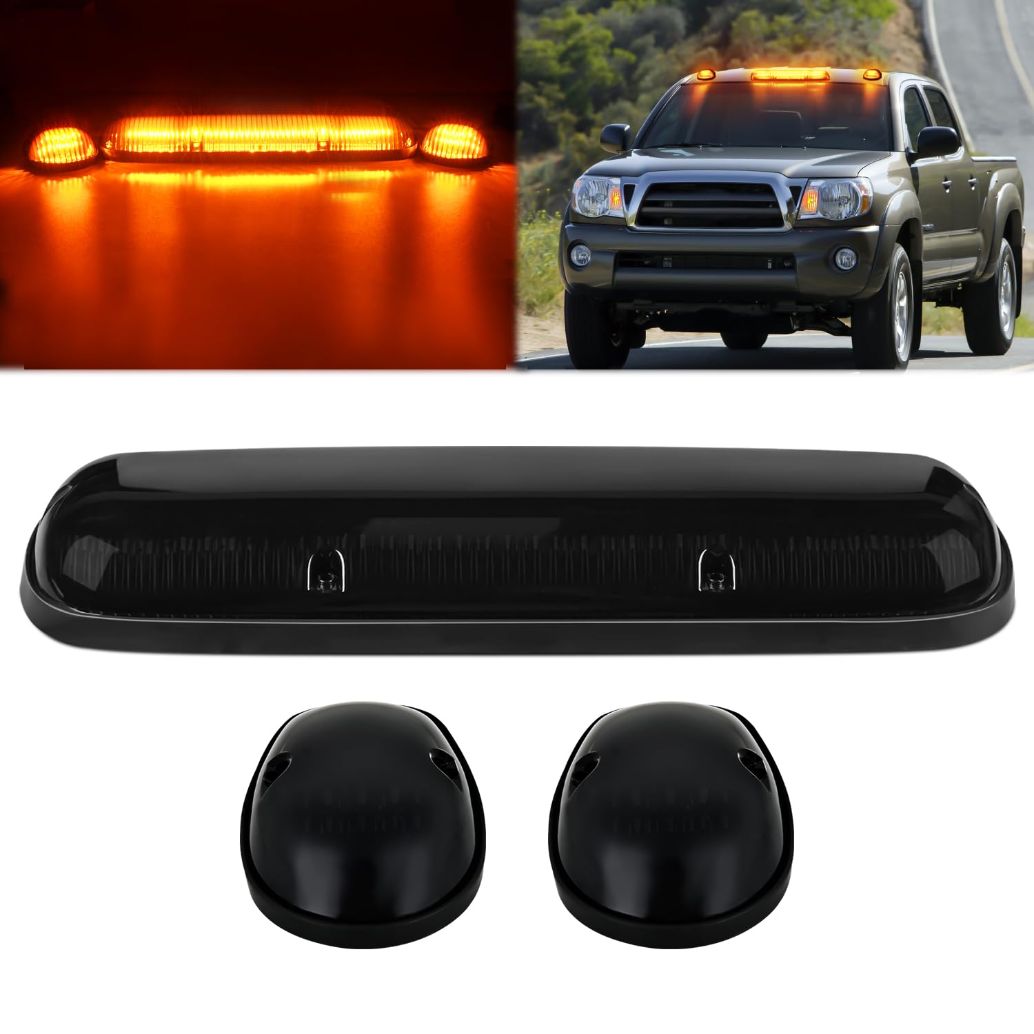 Nilight Led Cab Marker Lights 3 Pcs Roof Running Light Led Smoke Lens Amber Cab Clearance Light Compatible With 2002-2007 Chevy