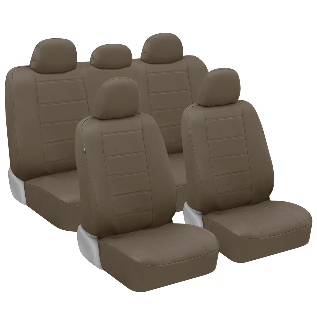 BDK 9-Piece Burgundy Leather Car Seat Cover Full Set, Front Seat Cover and Rear Bench Seat Cover Universal Fit Car Seat Covers f