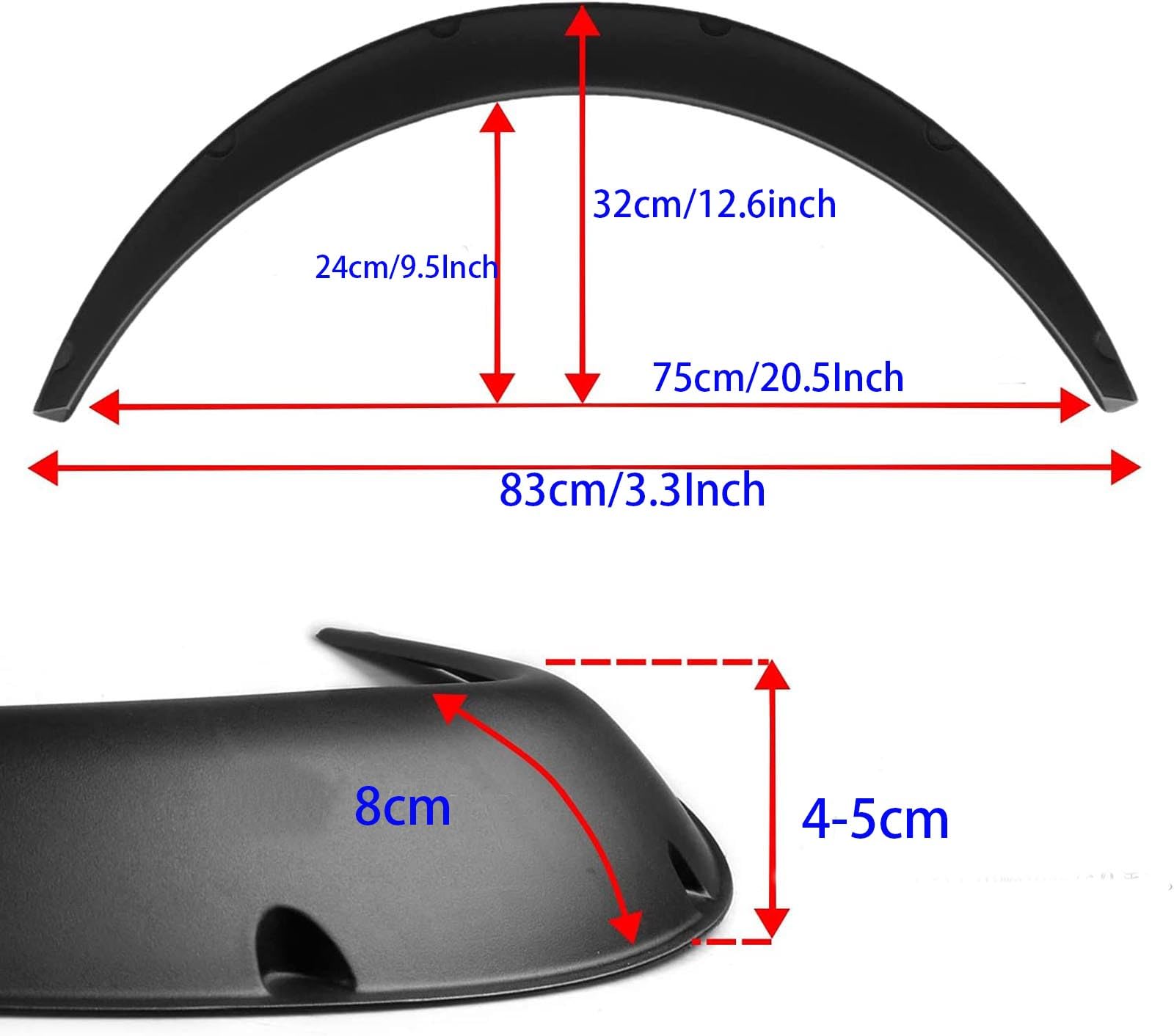 4Pcs 3.1''/80mm Universal Car Wheel Fender Flares Durable Polyurethane Extra Wide Auto Car Body Kit