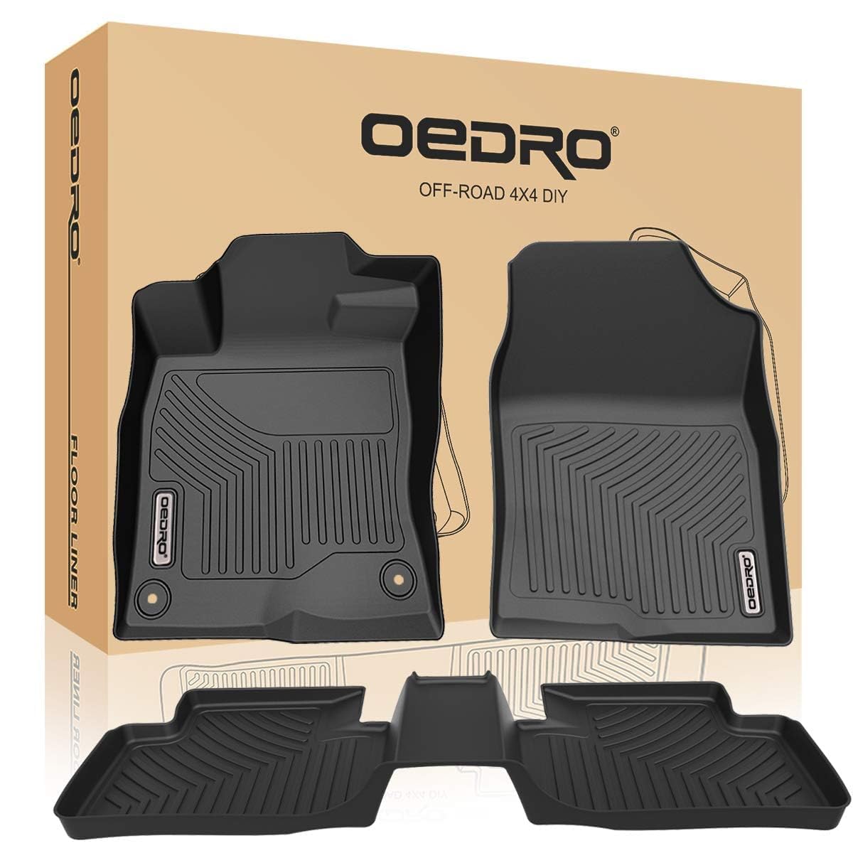 Oedro Floor Mats For Honda Civic Coupe/Sedan/Type R 2016-2021, 2017-2021 Honda Civic Hatchback, All-Weather Tpe Custom Fit Floor