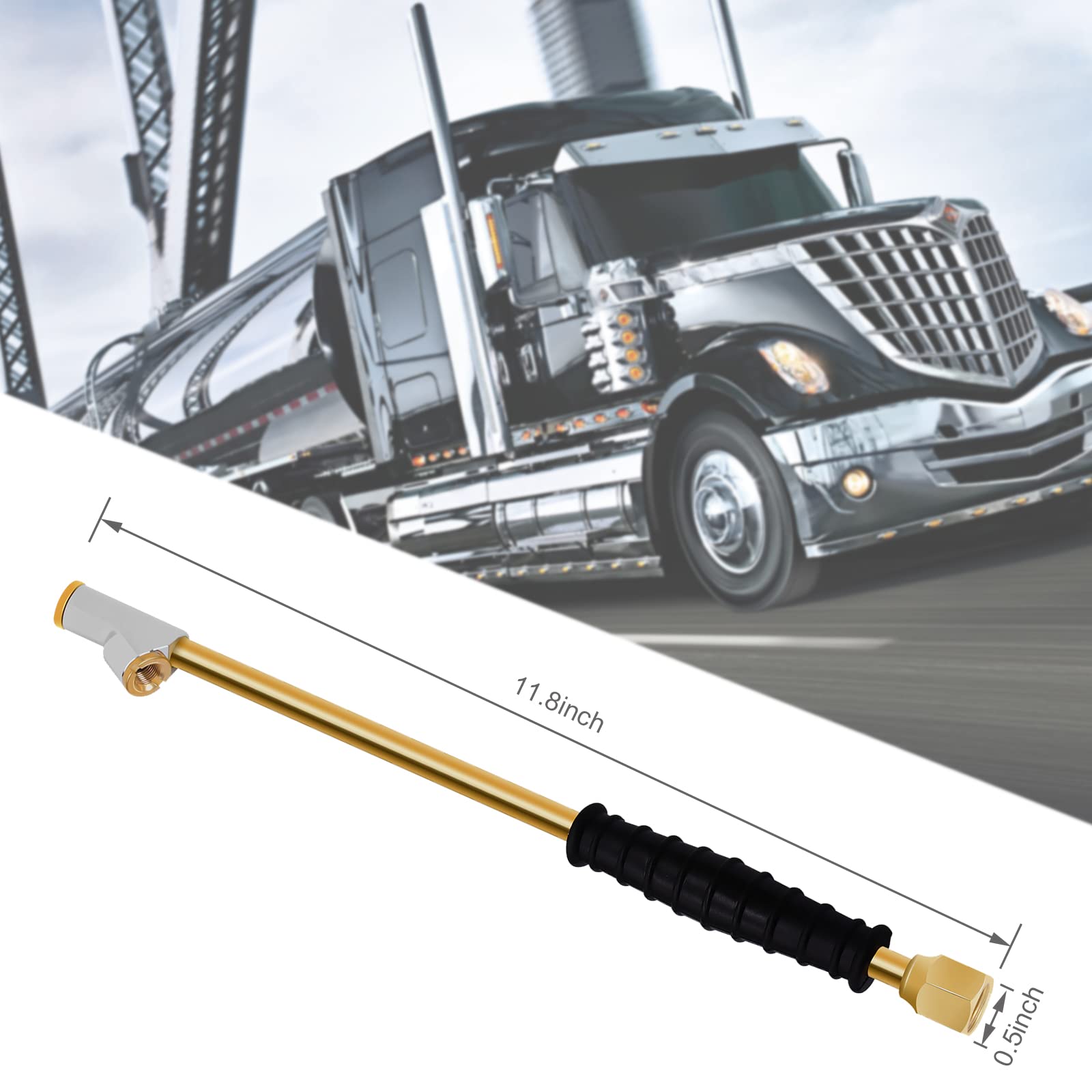 Godeson 1/4' Fnpt Extended Reach Dual Head Air Chuck, 2-Way Connection 11.8' Extended Brass Air Chuck With Rubber Handle,Tire Chuck With Quick Plug For Semi, Rv, Truck Dually Tires