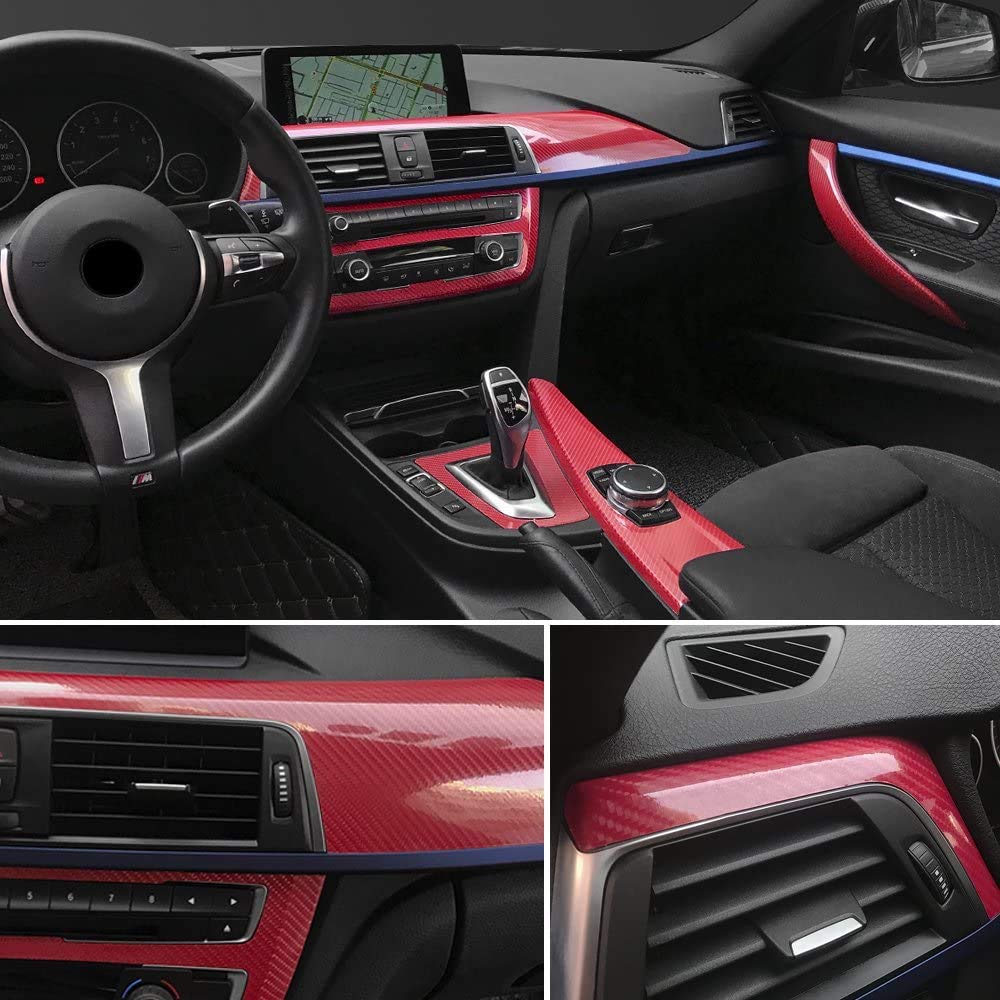 Lzlrun Red 6D Carbon Fiber Stickers High Gloss Carbon Fiber Vinyl Film Car Interior Waterproof And Anti-Scratch Sticker (1Ft X 5Ft)