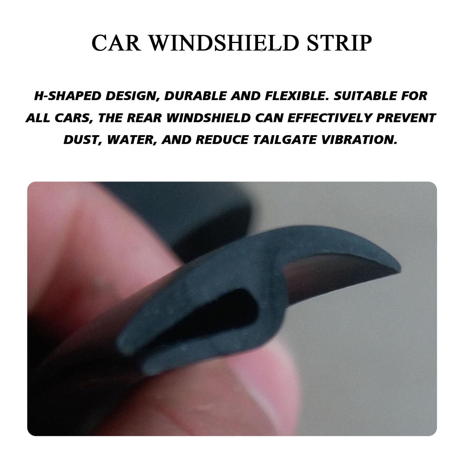 PVOTAWP 1.7M/ 5.6Ft Windshield Cowl Rubber Seal Strip, Front Rear Windshield Panel Black Molding Trim Strips, Car Weather Windsh