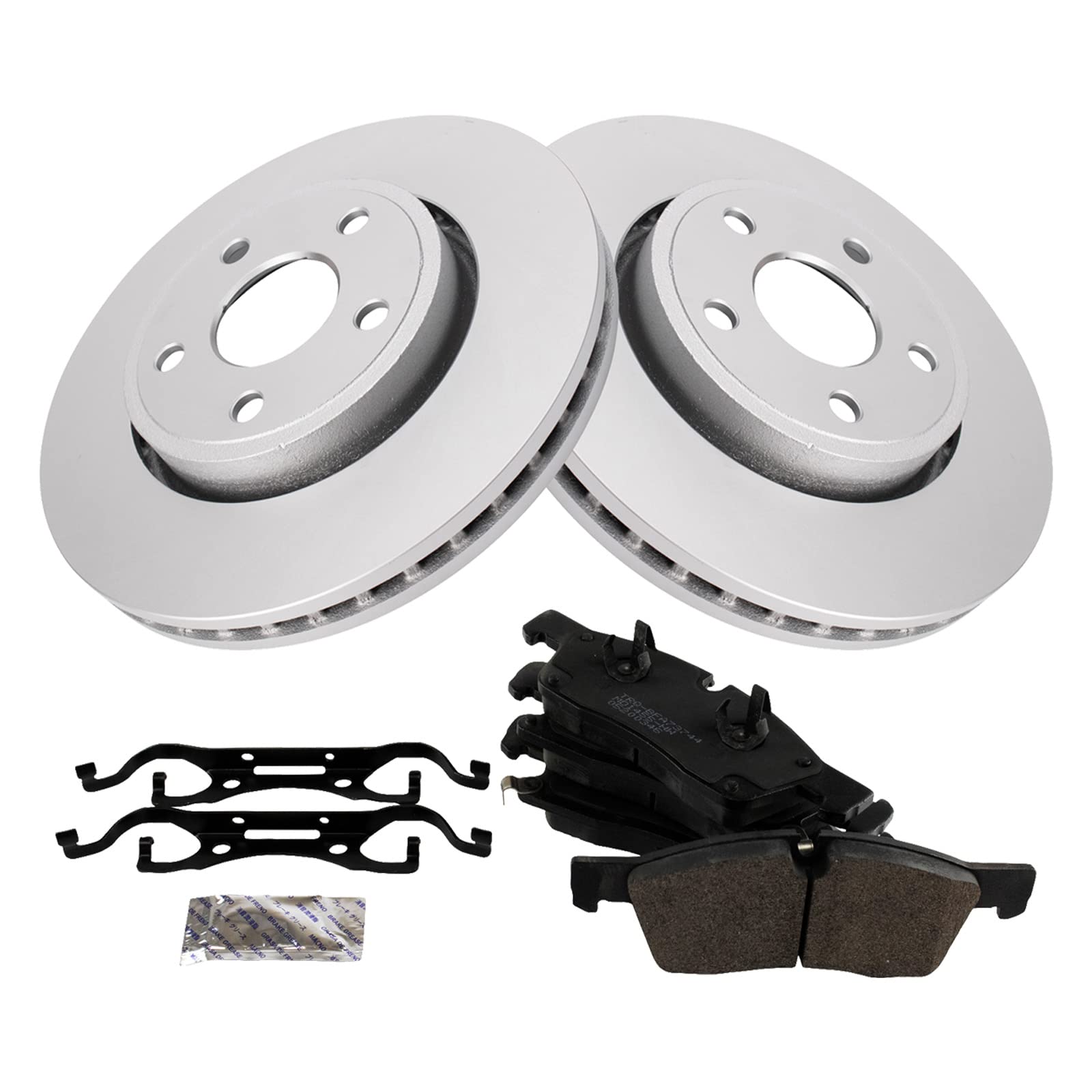 Trq Front Brake Pad & Rotor Kit Brake Pads Brake Rotor Semi-Metallic Premium G-Coated Compatible With 2011-2016 Dodge Durango Je