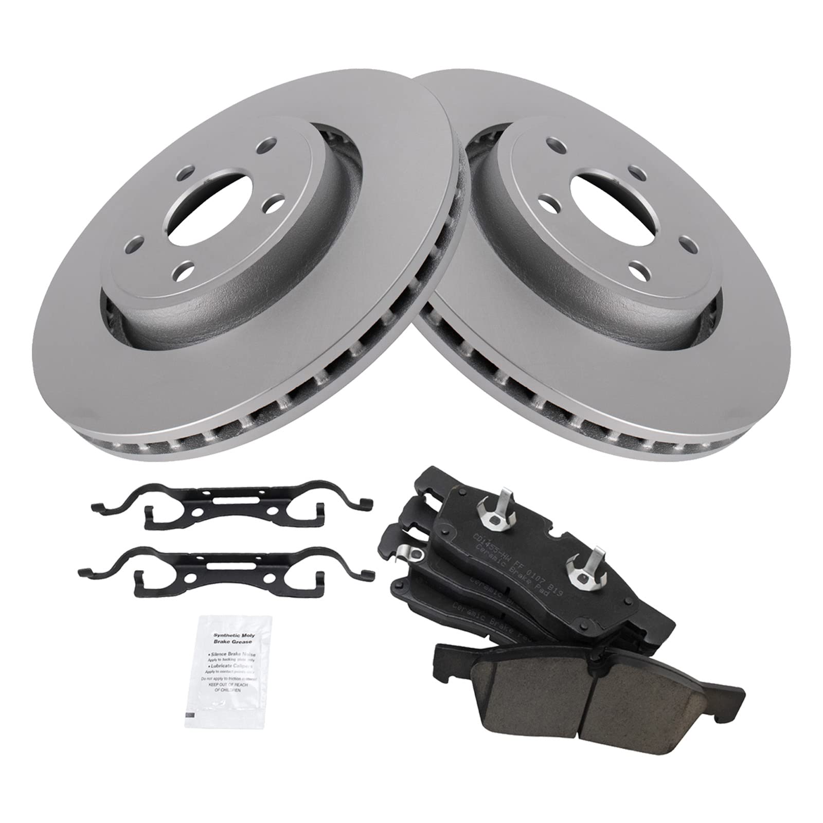 Trq Brake Pad & Rotor Kit Premium G-Coated Ceramic Front Compatible With 2011-2016 Dodge Durango Jeep Grand Cherokee