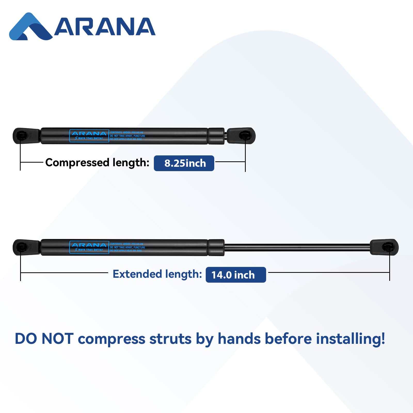 Arana C16-09461 14 Inch 40Lb/178N Gas Struts Spring Shocks, Sl-14-40 14 '' 40 Pounds Lift Support For Truck Topper Rear Window L