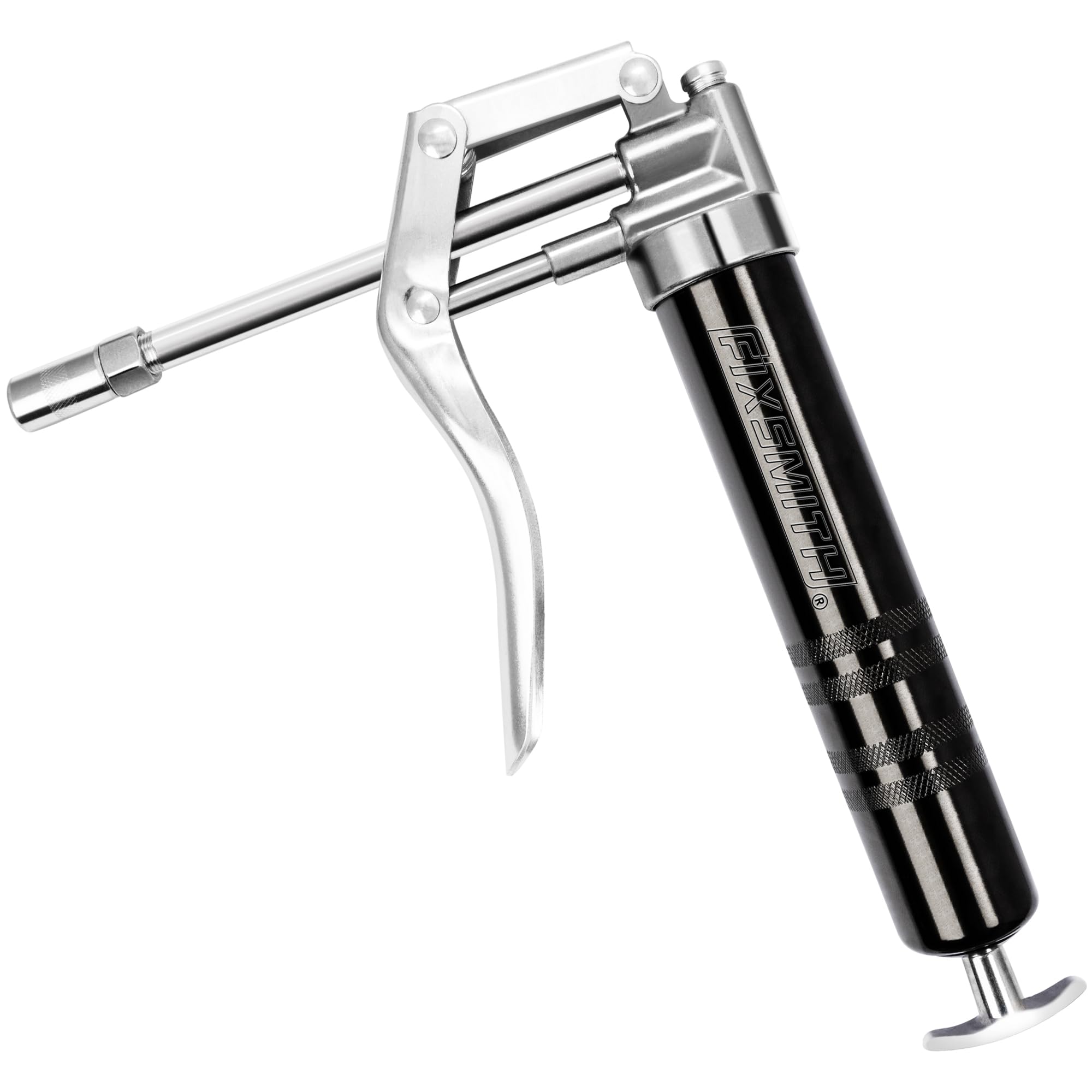 FIXSMITH Mini Grease Gun, Small Pistol Grip Grease Gun, Design for 3oz Cartridges. with 6.6 inch Rigid Extension Pipe, 3-Way Loa