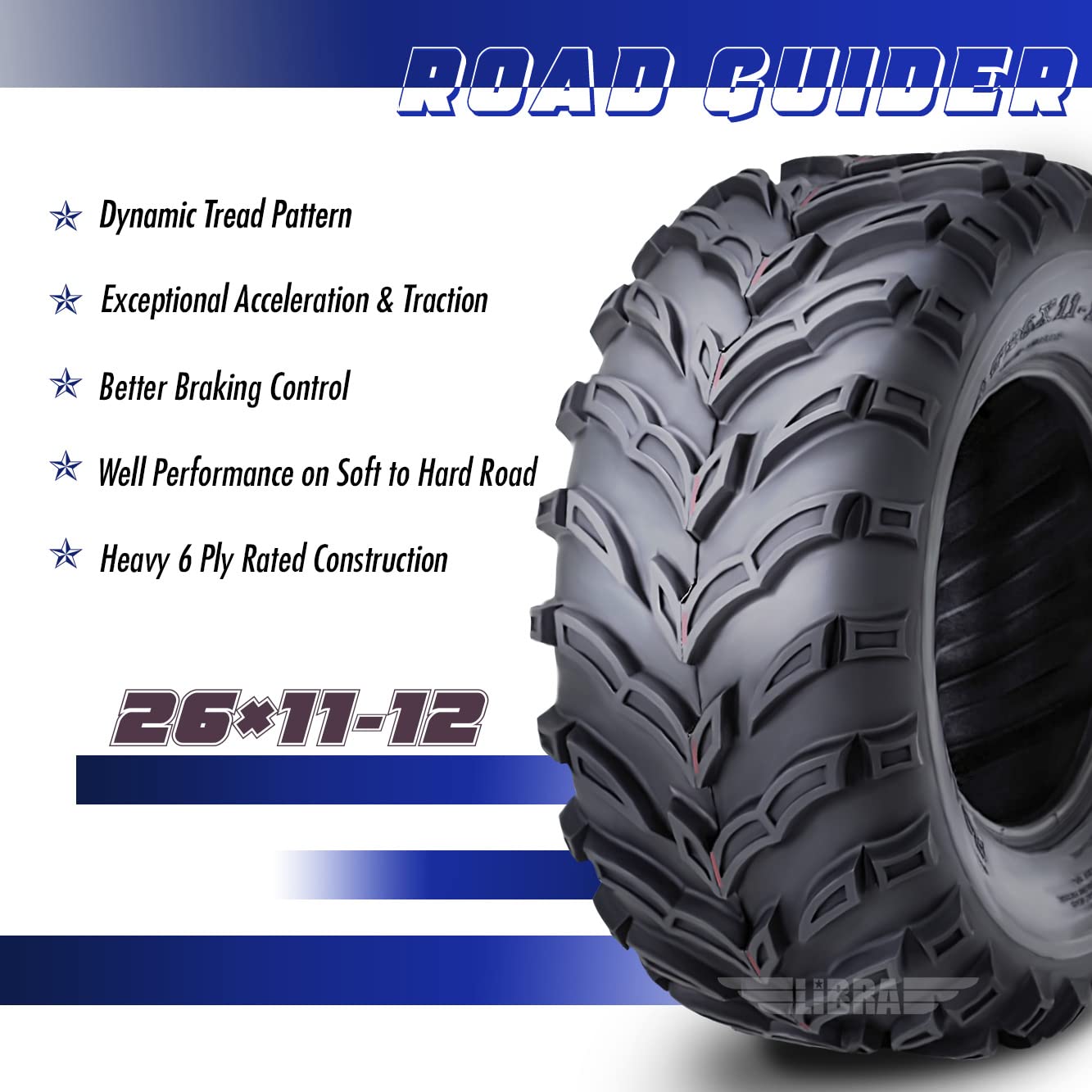 Roadguider 2 New Atv/Utv Tires 26X11-12 26X11X12 6Pr 10276