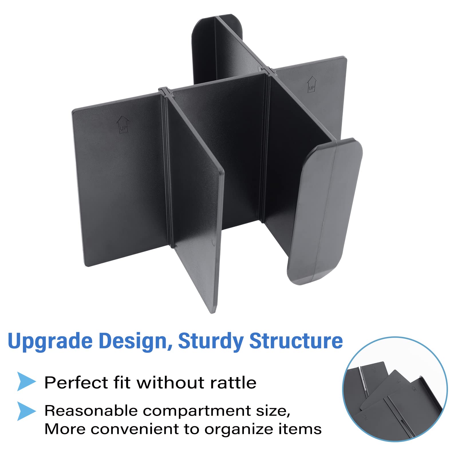 JKCOVER Center Console Dividers Organizer Compatible with Toyota Tacoma 2016-2021 2022 2023 Accessories,Insert Box ABS Secondary