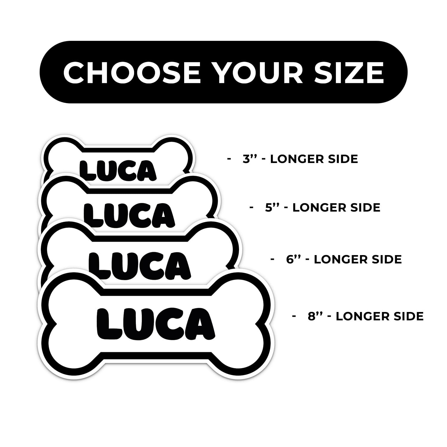 Luca Dog Name Sticker - Waterproof Vinyl Decal For Car Bumper, Laptop, Water Bottle, Wall, And Window, Size - 8'' Longer Side