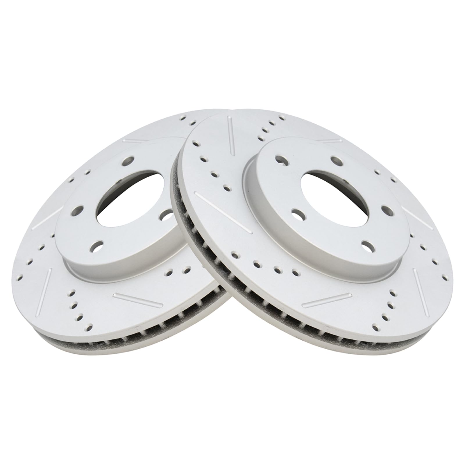 Trq Performance Brake Rotor Drilled Slotted Front Coated Pair Compatible With Chrysler