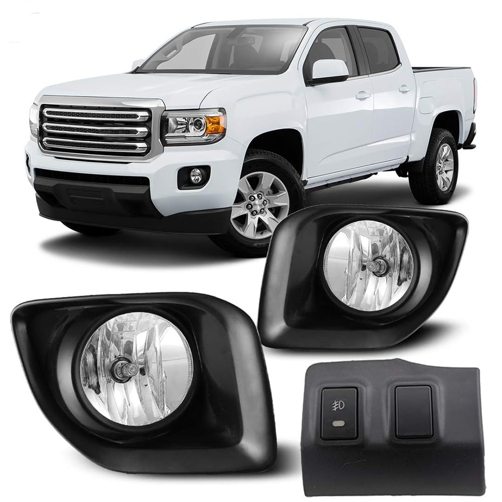 Winjet WJ30-0502-09 2015-2018 GMC Canyon Fog Light Kit with Custom Dash Panel Replacement Wiring Harness Switch Fuse Relay Pair 