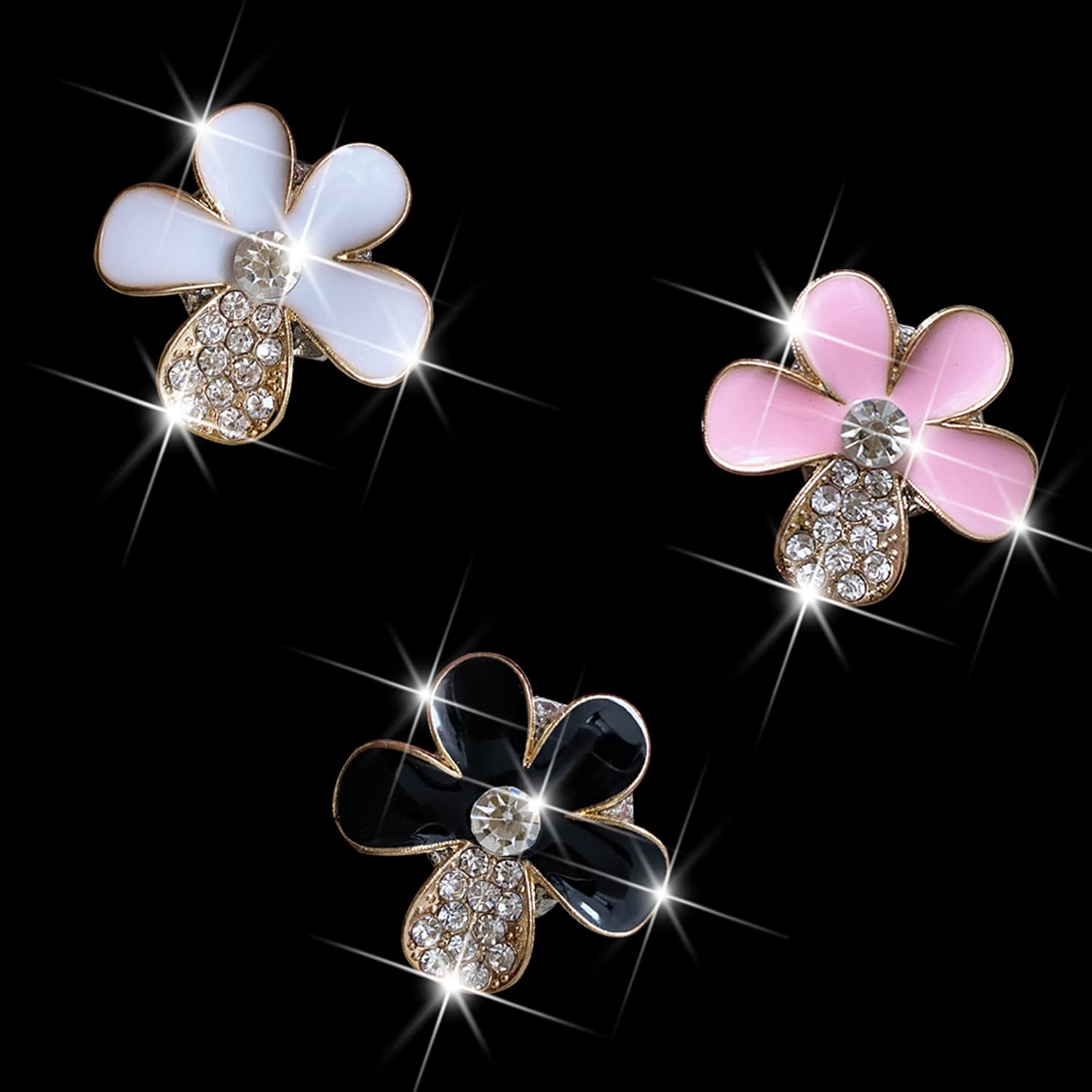 Bling Daisy Air Vent Clips, 3 Pcs Crystal Flower Car Air Fresheners Vents Clips Car Air Conditioning Outlet Clip Rhinestone Cute Car Interior Decoration Car Decor Charm Bling Car Accessories For Women (3 Pcs Bling Daisy)