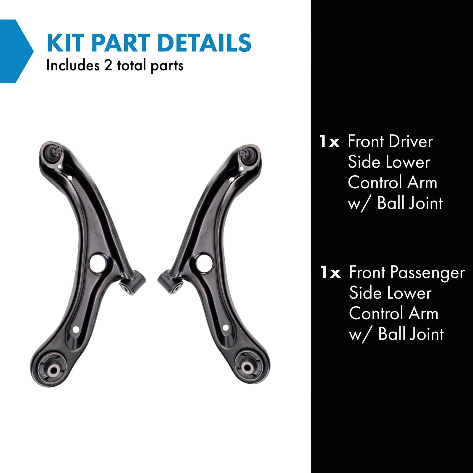 Trq Front Lower Control Arm With Ball Joint Set Compatible With 2015-2020 Honda Fit