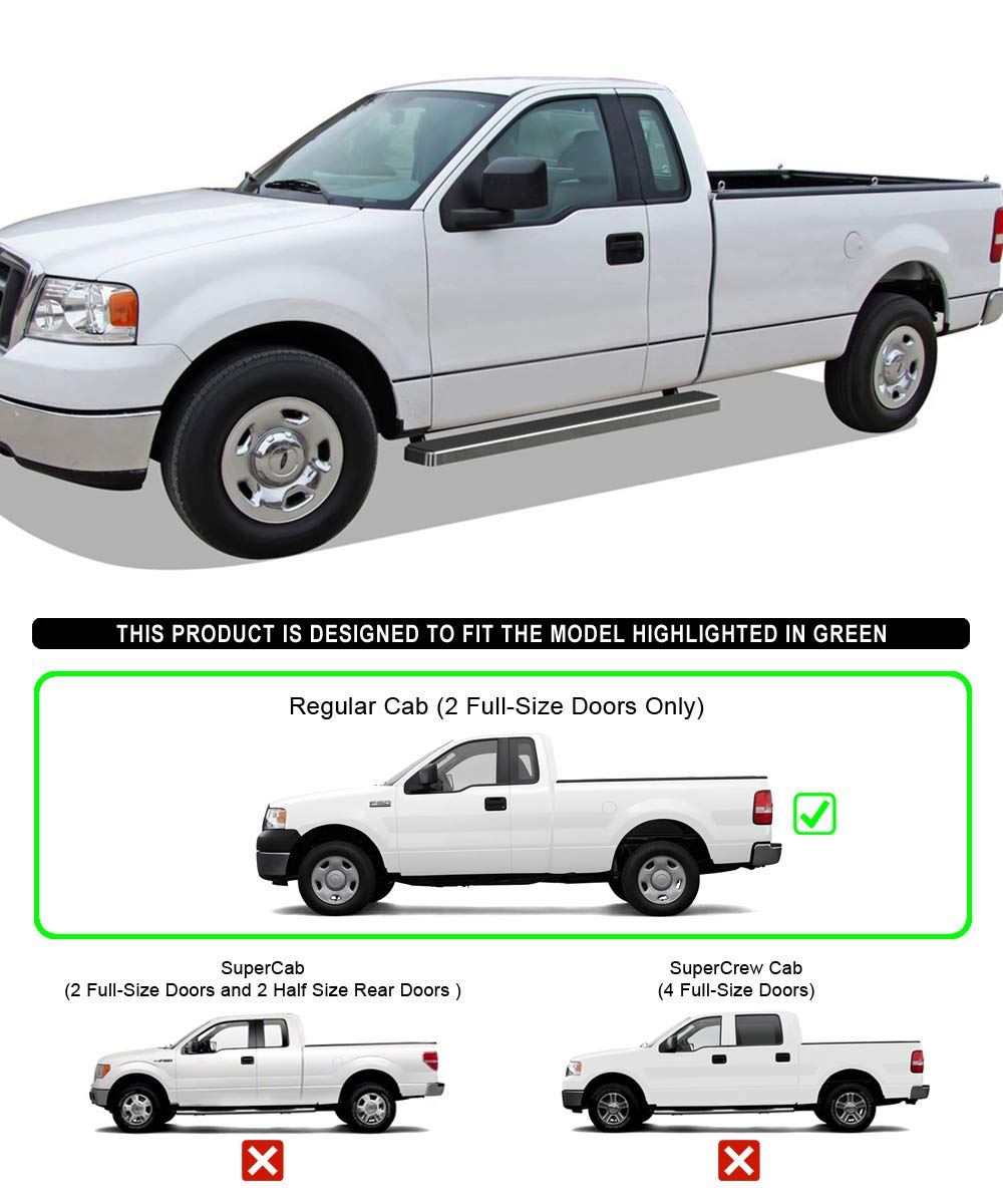 APS Running Boards (Nerf Bars Side Steps Step Bars) Compatible with Ford F150 2004-2008 Regular Cab (Exclude 04 Heritage) (Silve