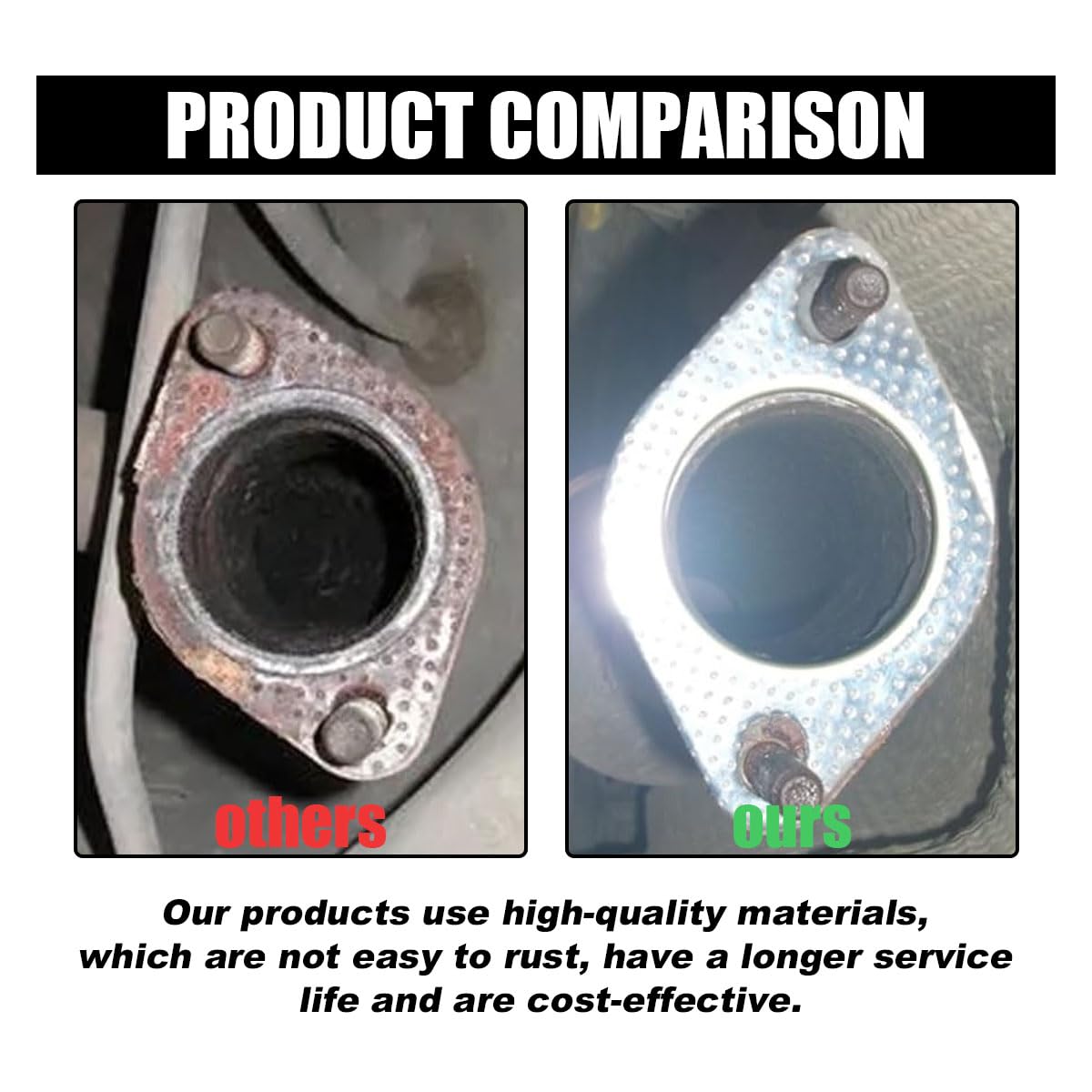 2Pcs Car Exhaust Gasket, Ultra Seal 2-Bolt 2.5-Inch Exhaust Flange Gasket Standard Exhaust Gasket, Reinforced High Temperature Gasket Exhaust Flange Gasket Car Accessories (2.5In)