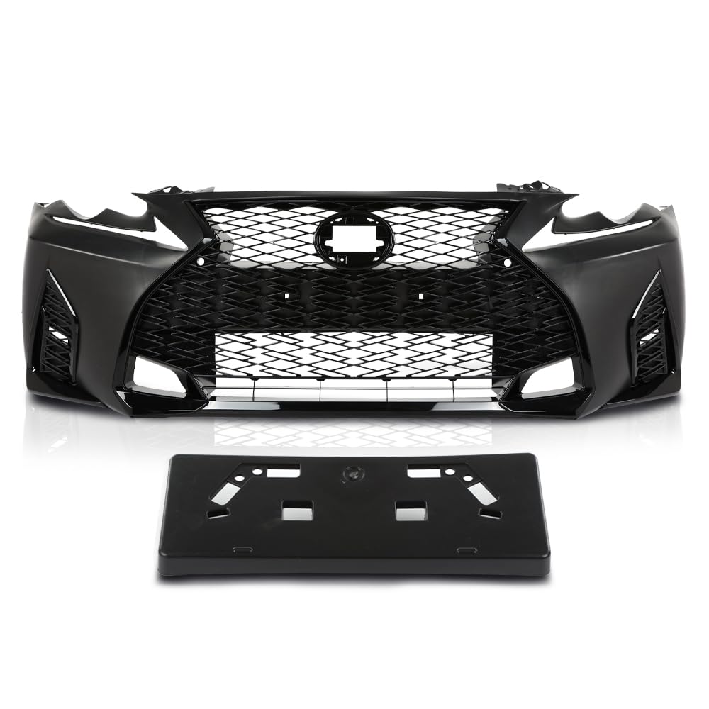 PIT66 Front Bumper Set Compatible with 2014-2016 LX IS IS250 IS200t IS350 to 21 F-Sport Style Front Bumper & Grille & Fog Light 