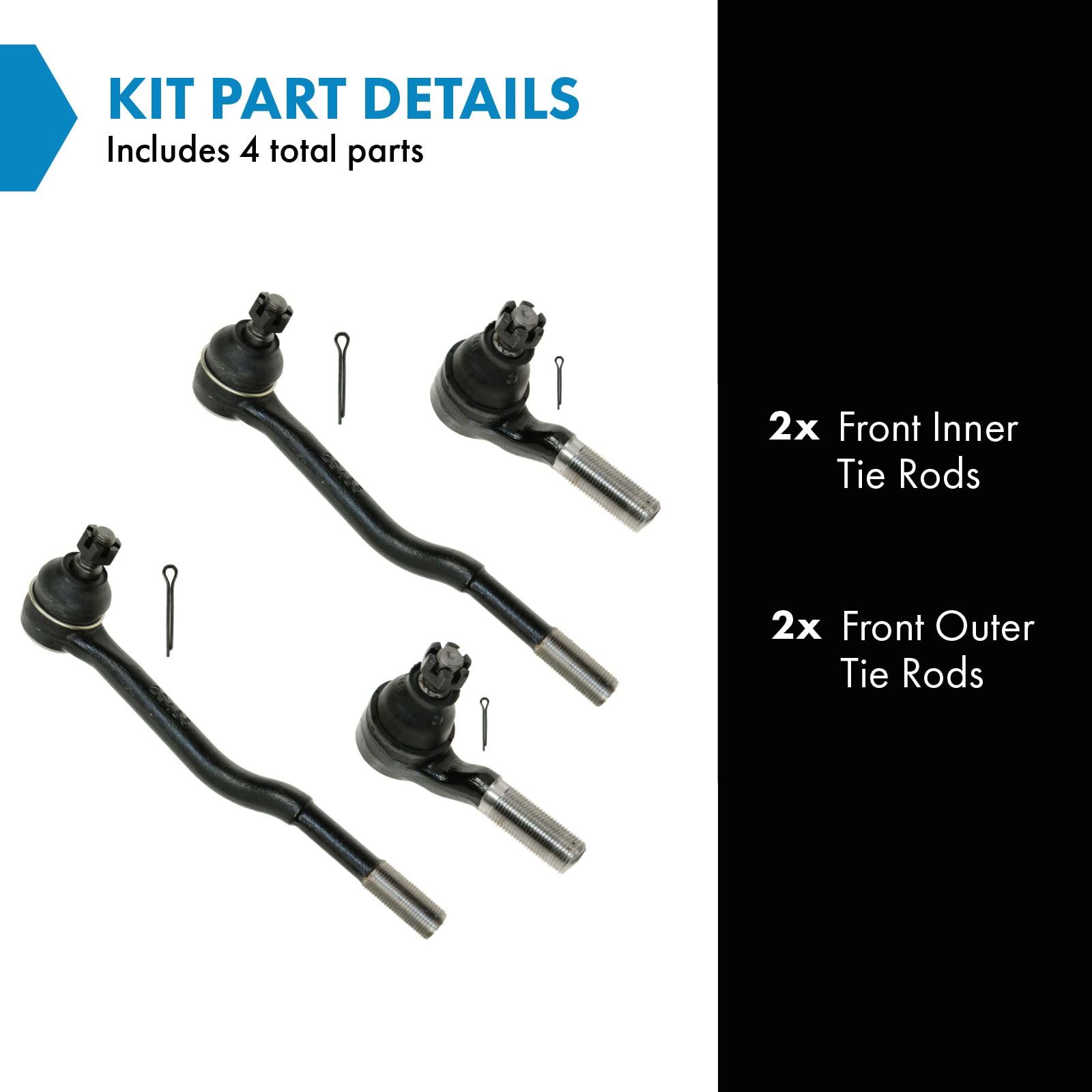 Trq Front Tie Rod Set Compatible With 1998-2004 Nissan Frontier
