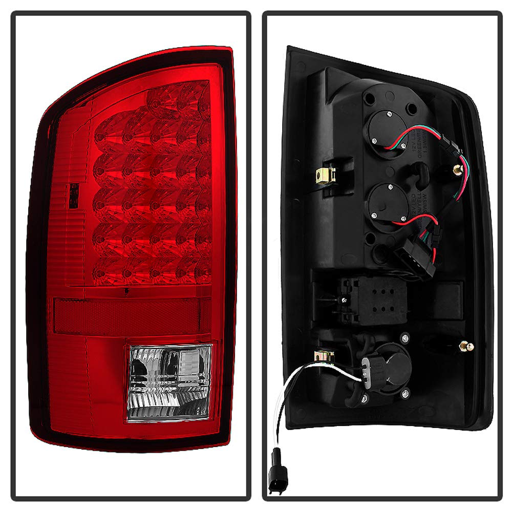 Acanii - For 2007-2008 Dodge Ram 1500 07-09 2500 3500 Red Clear Led Tail Lights Signal Lamps