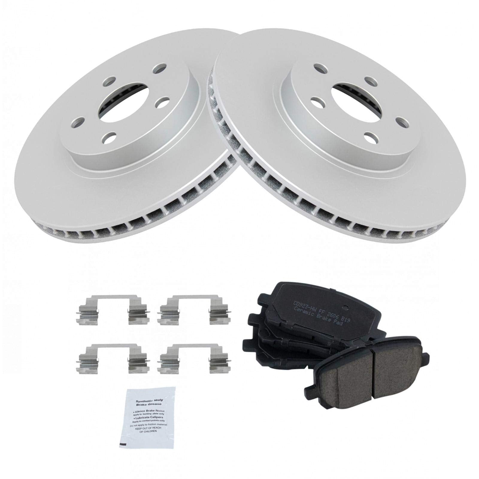 Trq Front Brake Pad & Rotor Kit Brake Pads Brake Rotor Ceramic Premium G-Coated Compatible With 2003-2008 Pontiac Vibe Toyota Co