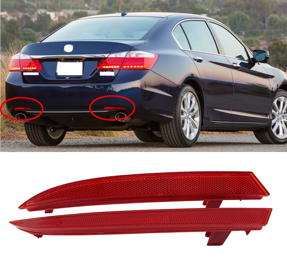 For 2013-2015 Honda Accord Sedan Rear Mounted Bumper Reflector Left & Right Pair Set Red Marker Lights Lens Trim 33505T2AA01 335