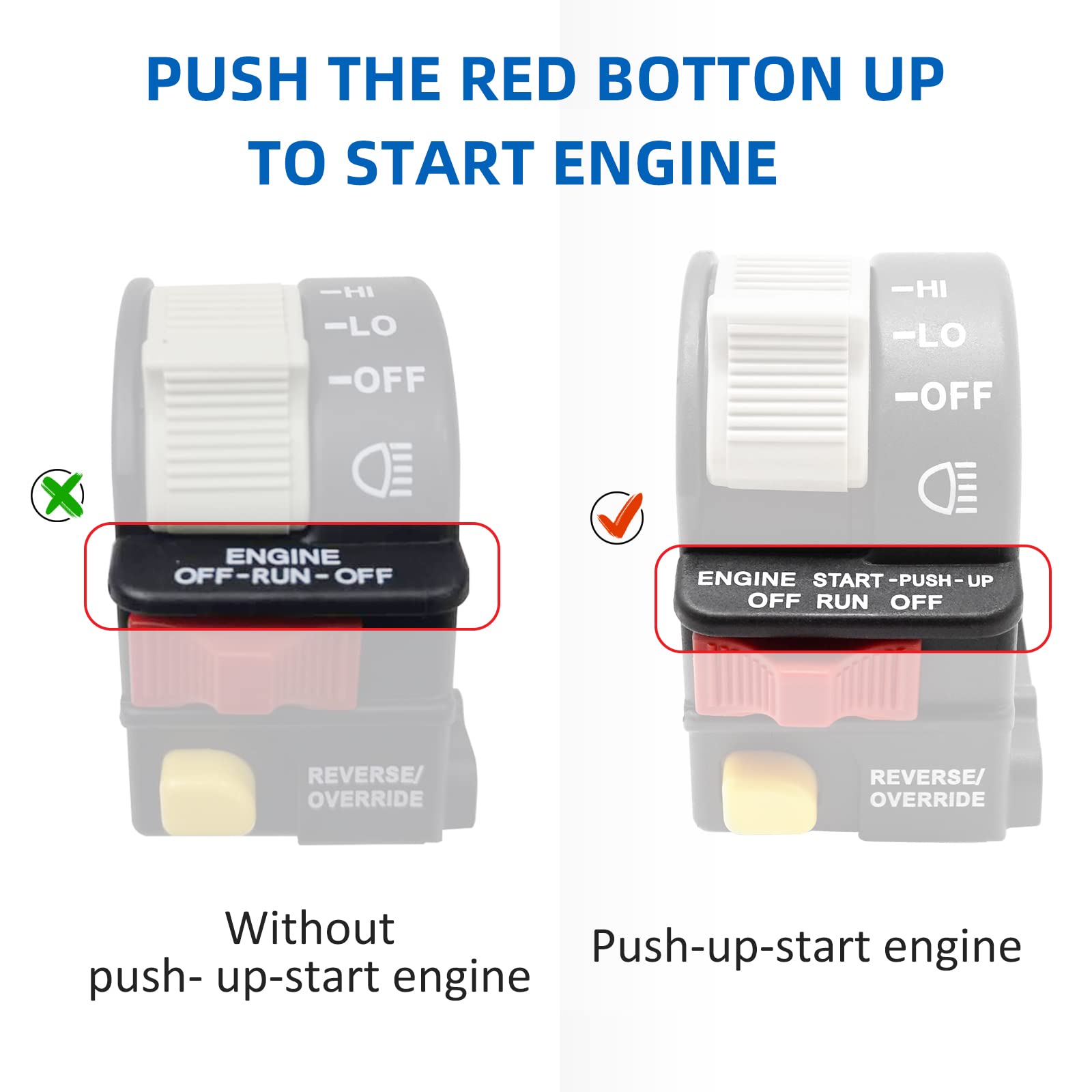 Left Handlebar Engine Start Off Headlight Hi Lo Off Switch For Polaris Sportsman Scrambler Magnum Trail Blazer Trail Boss Xpedition Xplorer Sport Worker Diesel 1999-2001, Oem#4010262 4110243 4110248