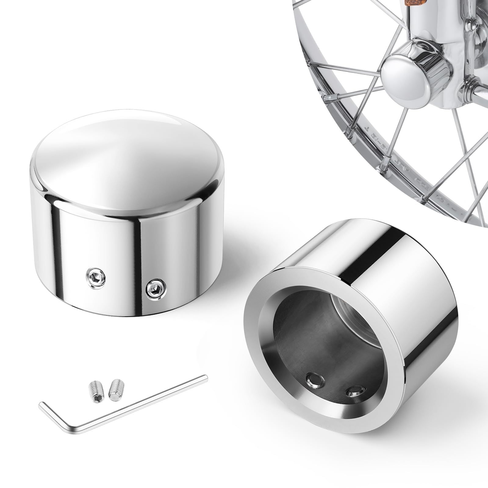 Benlari Chrome Front Axle Nut Covers Fit For Harley, Cnc Axle Nut Caps Compatible With Harley Davidson Touring Sportster Trike Dyna Softail Street Glide Road King Iron 883 Fat Boy 2002-2024