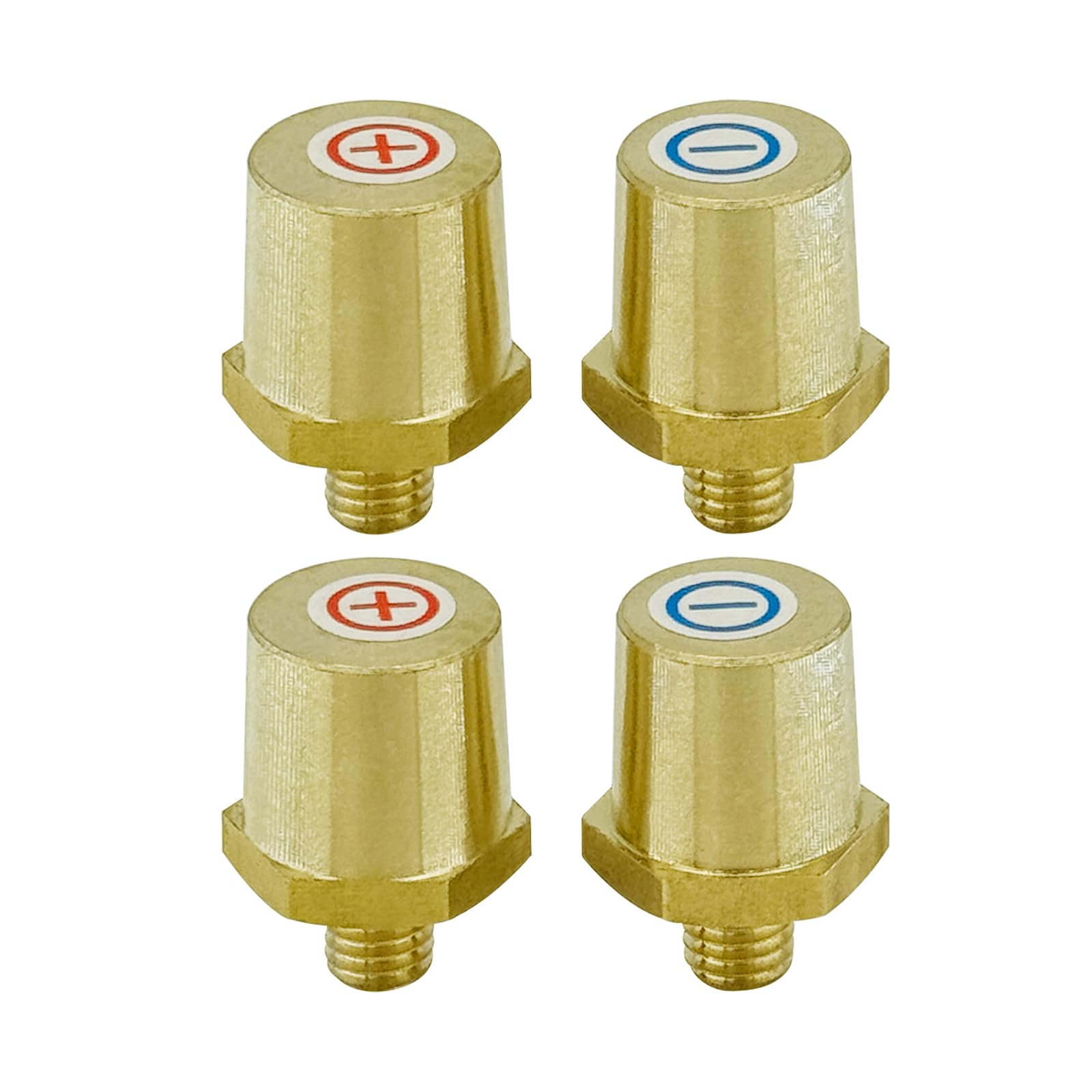 Ampper M8 Thread Male Brass Battery Charging Post Terminals, M8 Battery Post Adapter (+/-) For Extension, Pack Of 4
