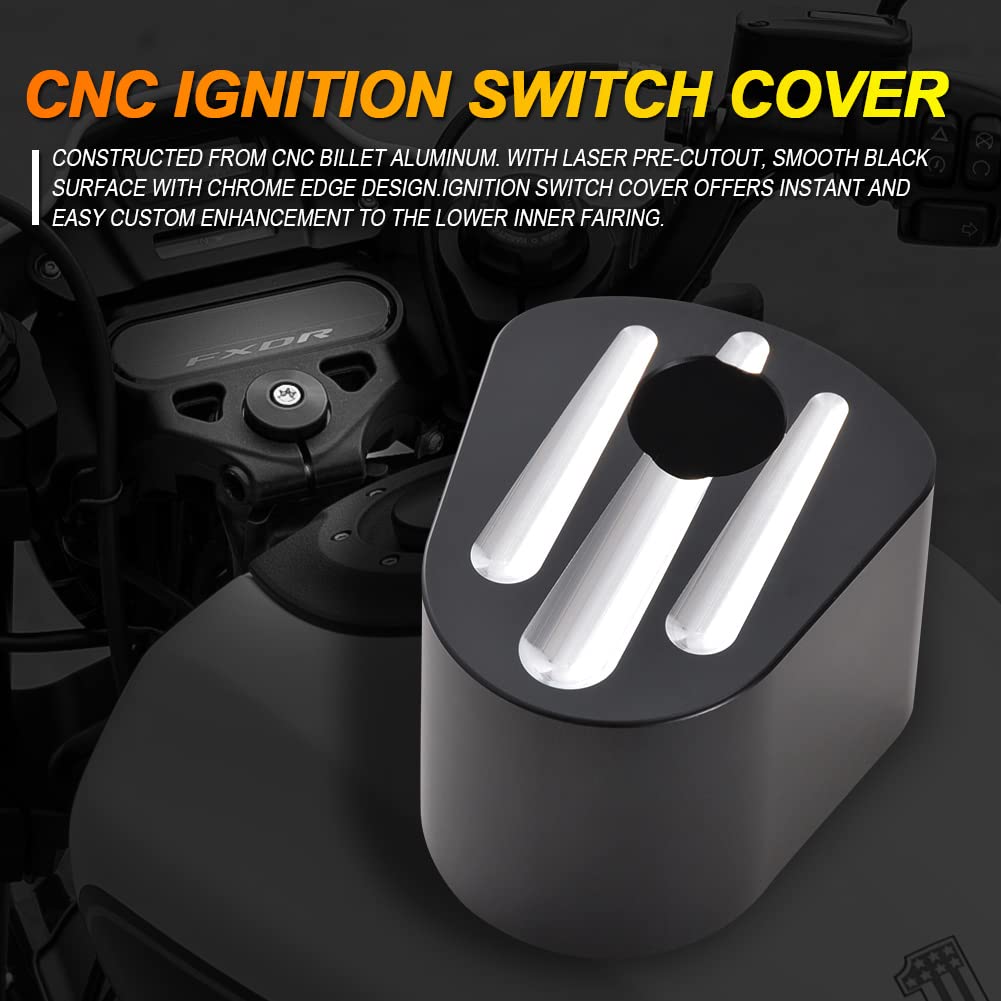 Katur Cnc Ignition Switch Cover Motorcycle Cnc Accessory Chrome Edge Cut Billet Aluminum Compatible With Harley Electra Street G