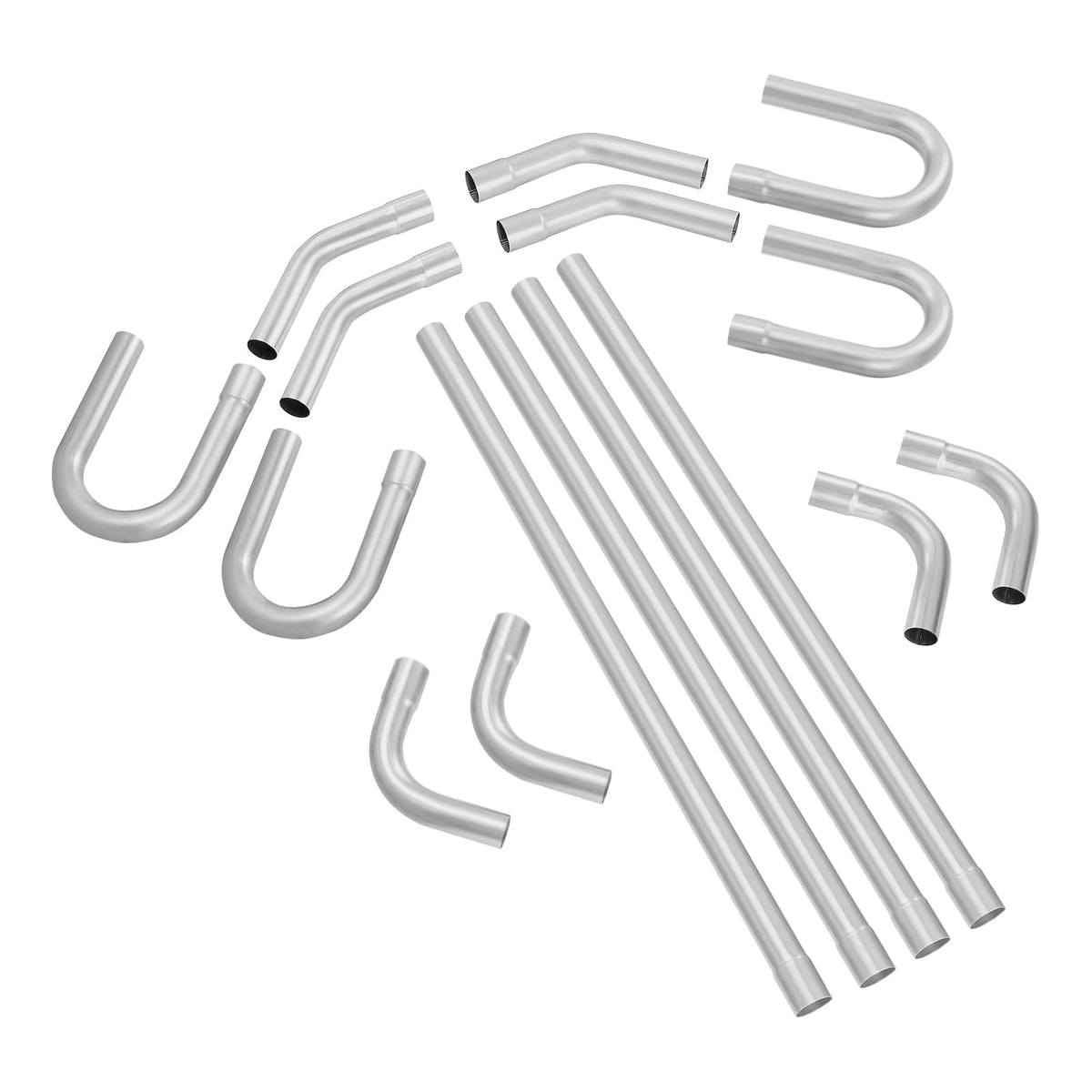 VEVOR 2'' Exhaust Kit, 16pcs, DIY Universal Galvanized Steel Exhaust Kit with Slip-Fit Joint & Large Exhaust Tube, Rust-Proof Ex