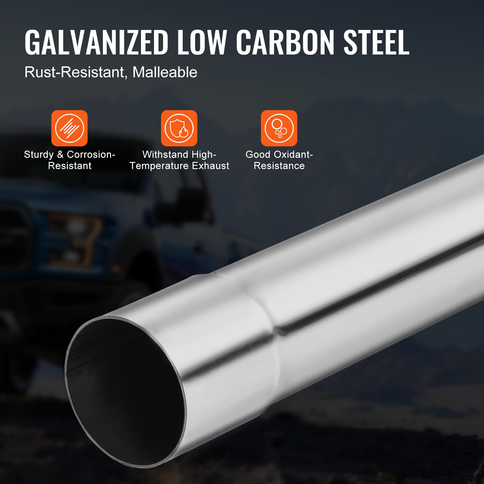 VEVOR 2.5'' Exhaust Kit, 16pcs, DIY Universal Galvanized Steel Exhaust Kit with Slip-Fit Joint & Large Exhaust Tube, Rust-Proof