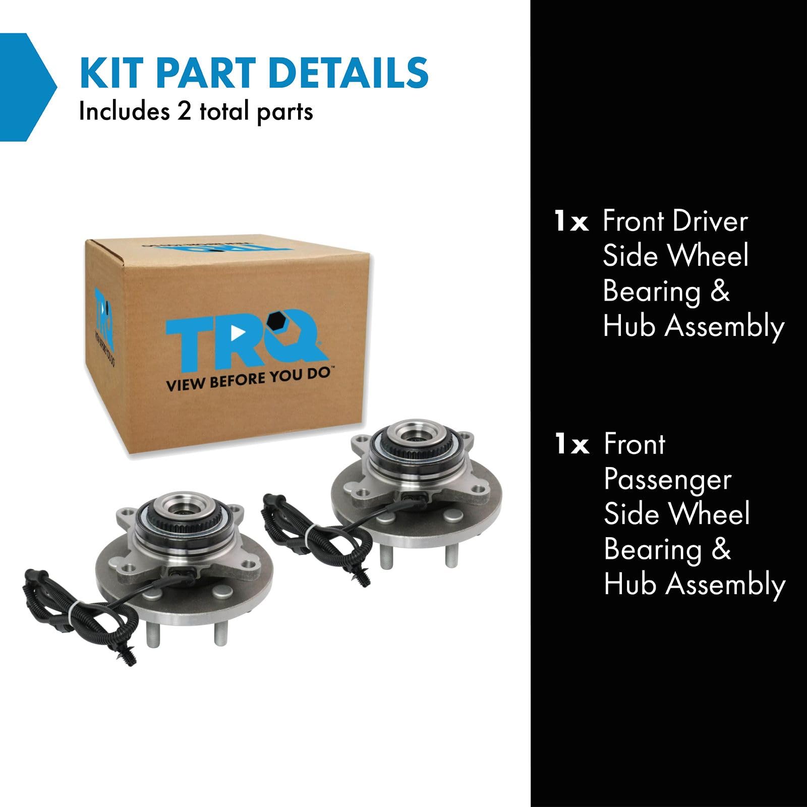 Trq Front Wheel Hub Bearings Assembly Set Driver & Passenger Side Compatible With 2015-2017 Ford F-150