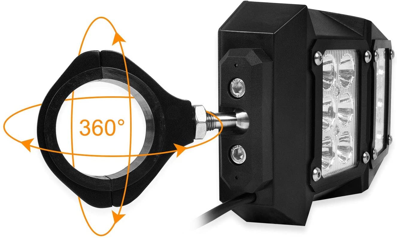 UTV 1.75-2 Inch Roll Bar Cage Offroad LED Spot Light Side Rear View Mirrors With Light Switch Compatible With Polaris RZR XP 900