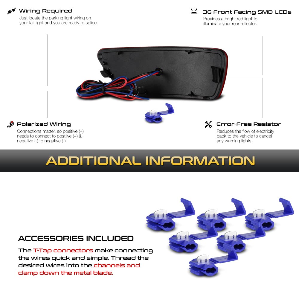 Vipmotoz [Dual Function]Full Led Rear Bumper Reflector Brake Lights Compatible With 2011-2021 Grand Cherokee Compatible With Dodge Journey 11-17 Compass Chrome Housing Clear Lens Pair Set