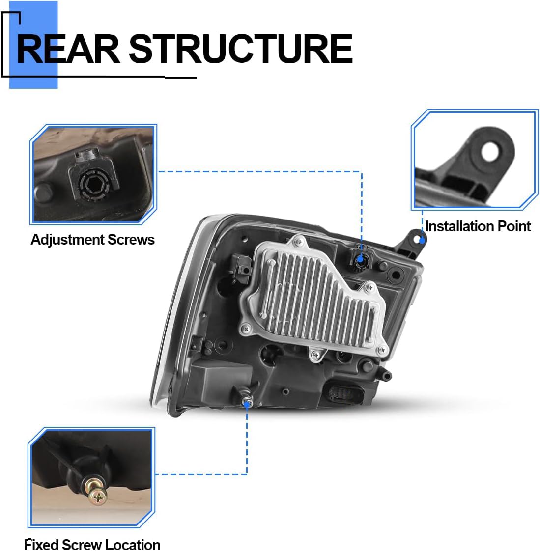 Roxx Headlight Assembly For 2013-2018 Dodge Ram 1500/2500/3500 With Turn Signal Light Function,13-18 Dodge Ram Headlight Replacement (Only Fit For Vehicle Factory Projector Lamps)